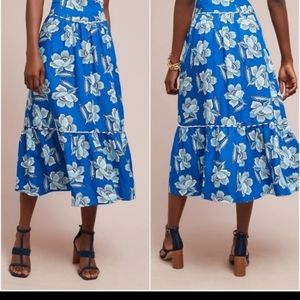 Anthropologie Jaya Floral Print Midi Skirt